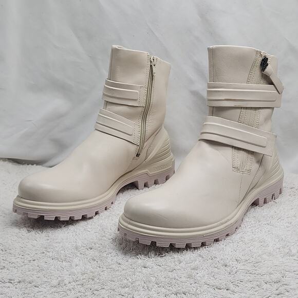ECCO TREDTRAY COLOR LIMESTONE VELCRO STRAPS ZIPPER MOTO FASHION BOOT WOMEN'S 40
